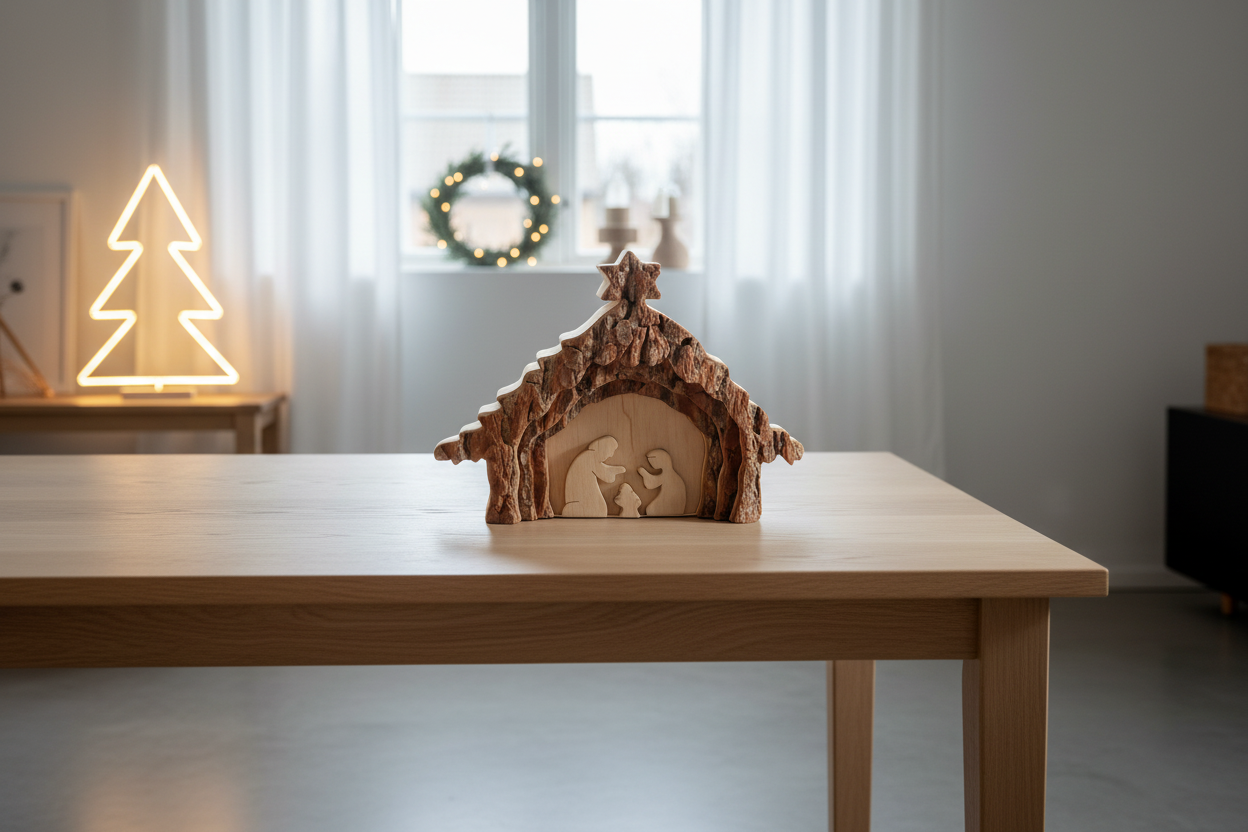 Thankgoods Krippenbild mit Rinde Wohnzimmer