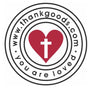 Thankgoods Logo im Kreis www.thankgoods.com You are loved Herz mit Kreuz