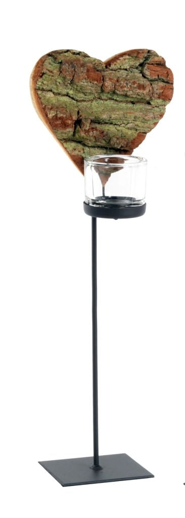 Thankgoods Herz-Rindenholz Windlicht mit Fuss - Thankgoods - Der herzliche Geschenkeshop!