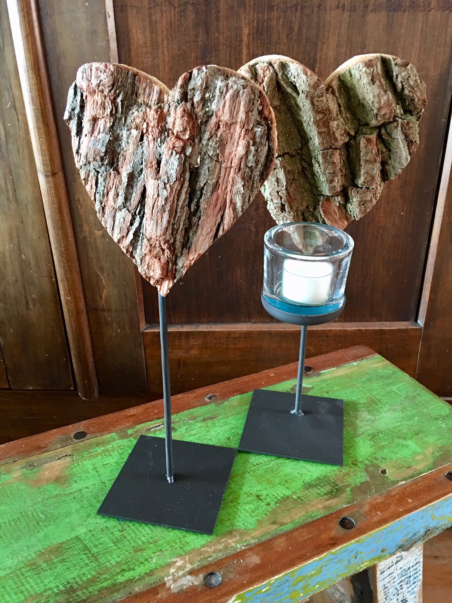 Thankgoods Herz-Rindenholz Windlicht mit Fuss - Thankgoods - Der herzliche Geschenkeshop!