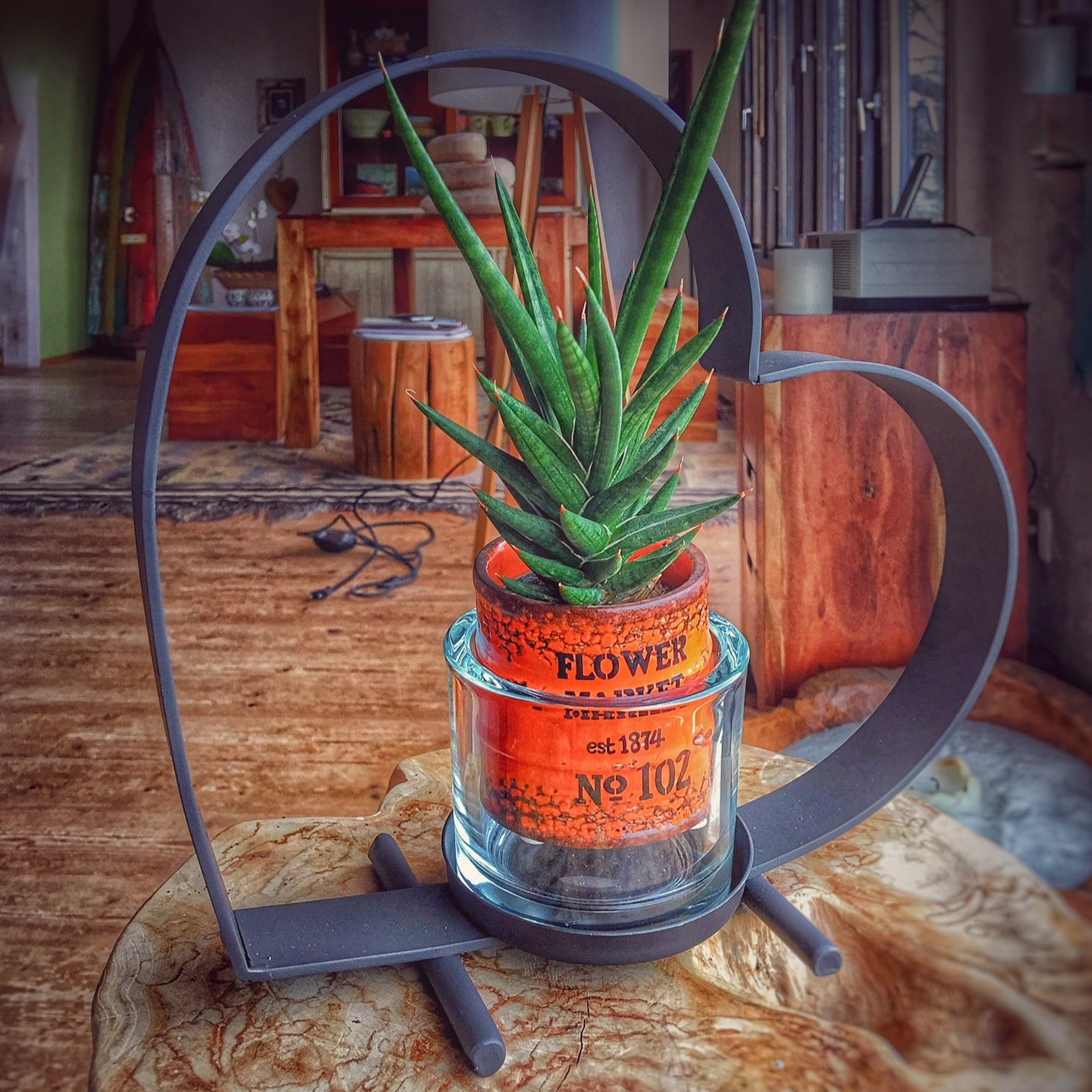 Thankgoods Edelsthal Windlicht mit Blumen 30 cm Edelstahl