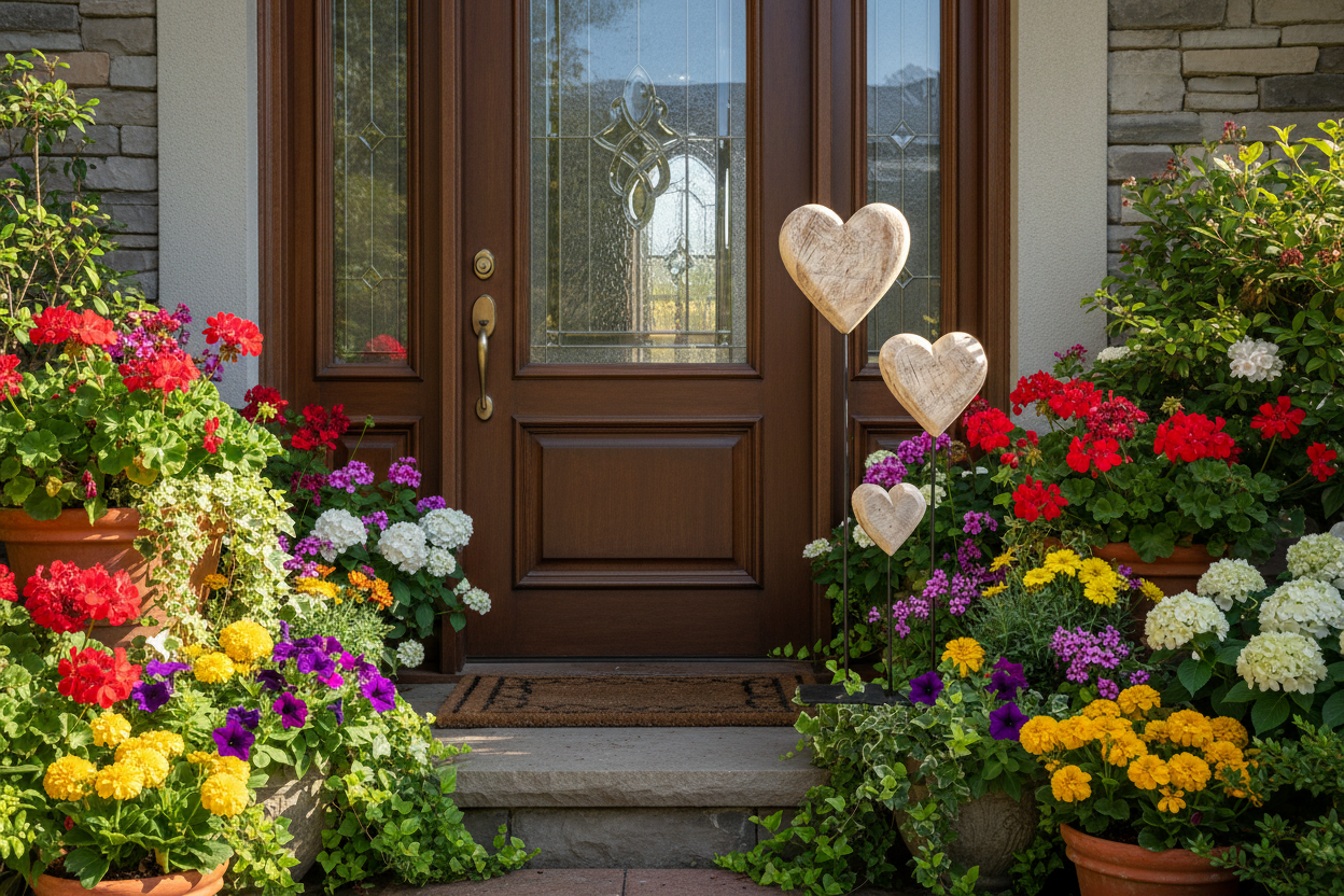 Thankgoods 3 Pappelholzherzen im Eingangsbereich