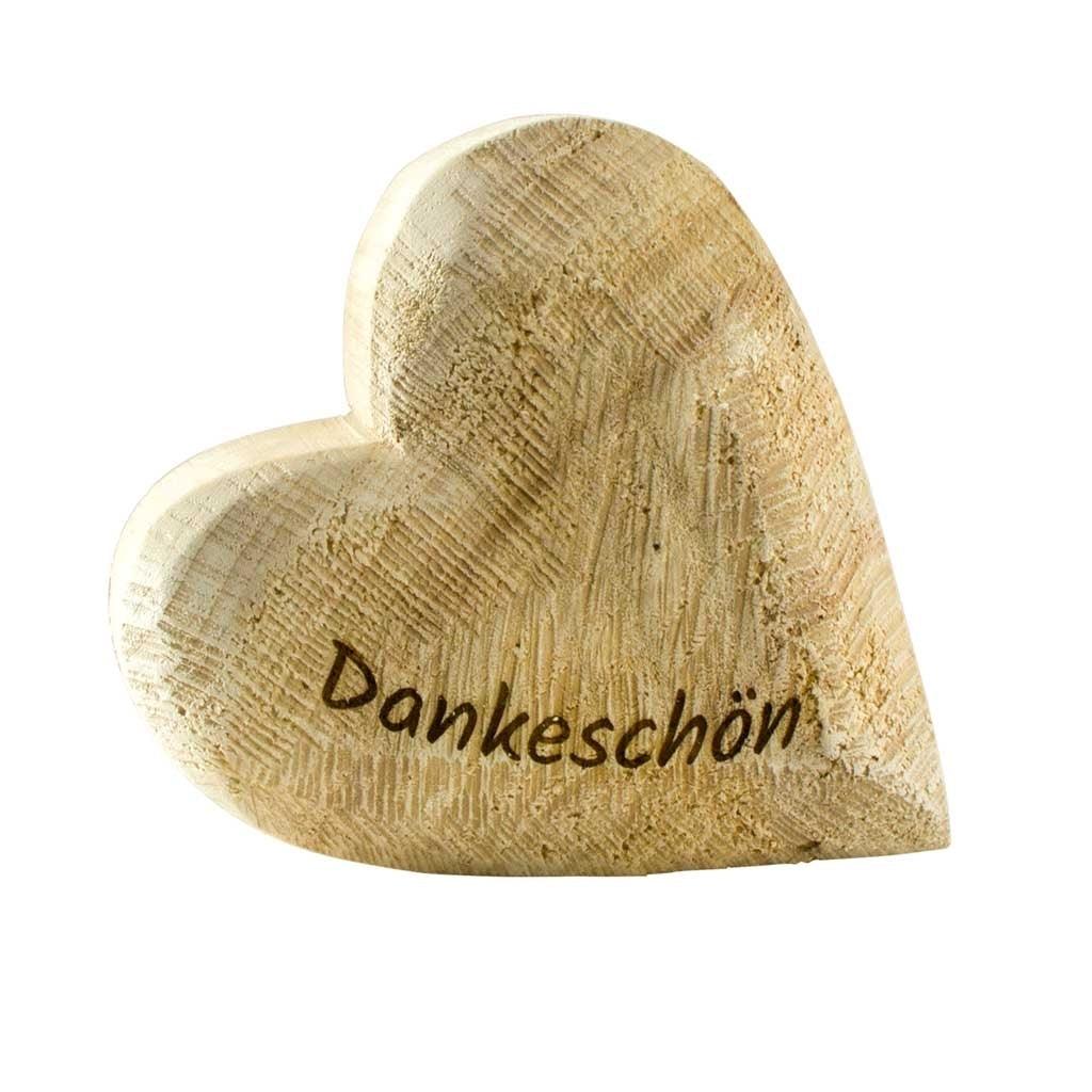 Thankgoods Deko-Holz-Herz aus massivem Naturfarbenem Pappelholz mit Schriftzug Dankeschön - Thankgoods