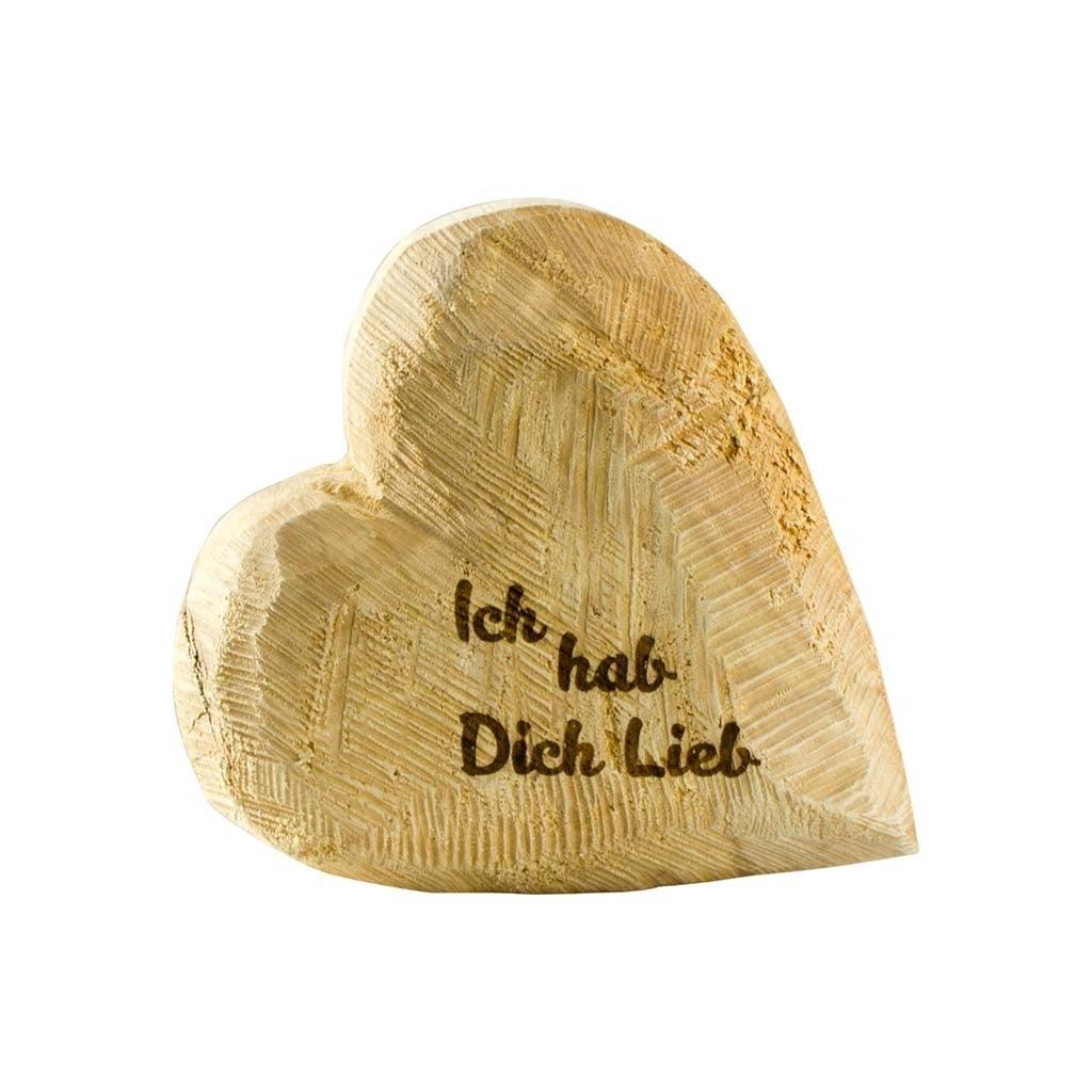 Thankgoods Deko-Holz-Herz aus massivem Naturfarbenem Pappelholz mit Schriftzug Ich hab dich lieb - Thankgoods