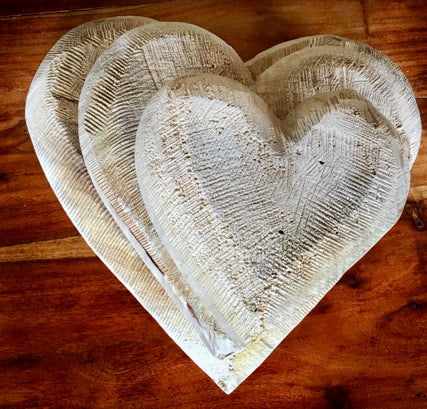 Thankgoods decorative wooden heart made of solid natural colored poplar wood