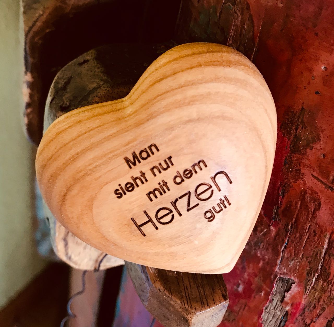 Thankgoods wooden heart It is only with the heart that one can see clearly