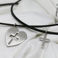 Thankgoods friendship jewelry set heart/cross for 2 people who want to share their love in a very special way!